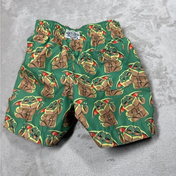 Disney Star Wars X Gap Baby Yoda Grogu Green Swim Trunks Boardshorts 18-24 M - Picture 13 of 16